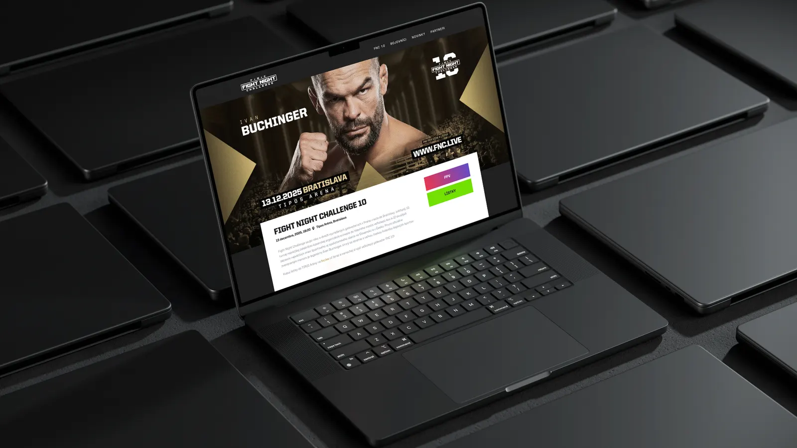 A high-traffic event site for a Slovak fighting championship